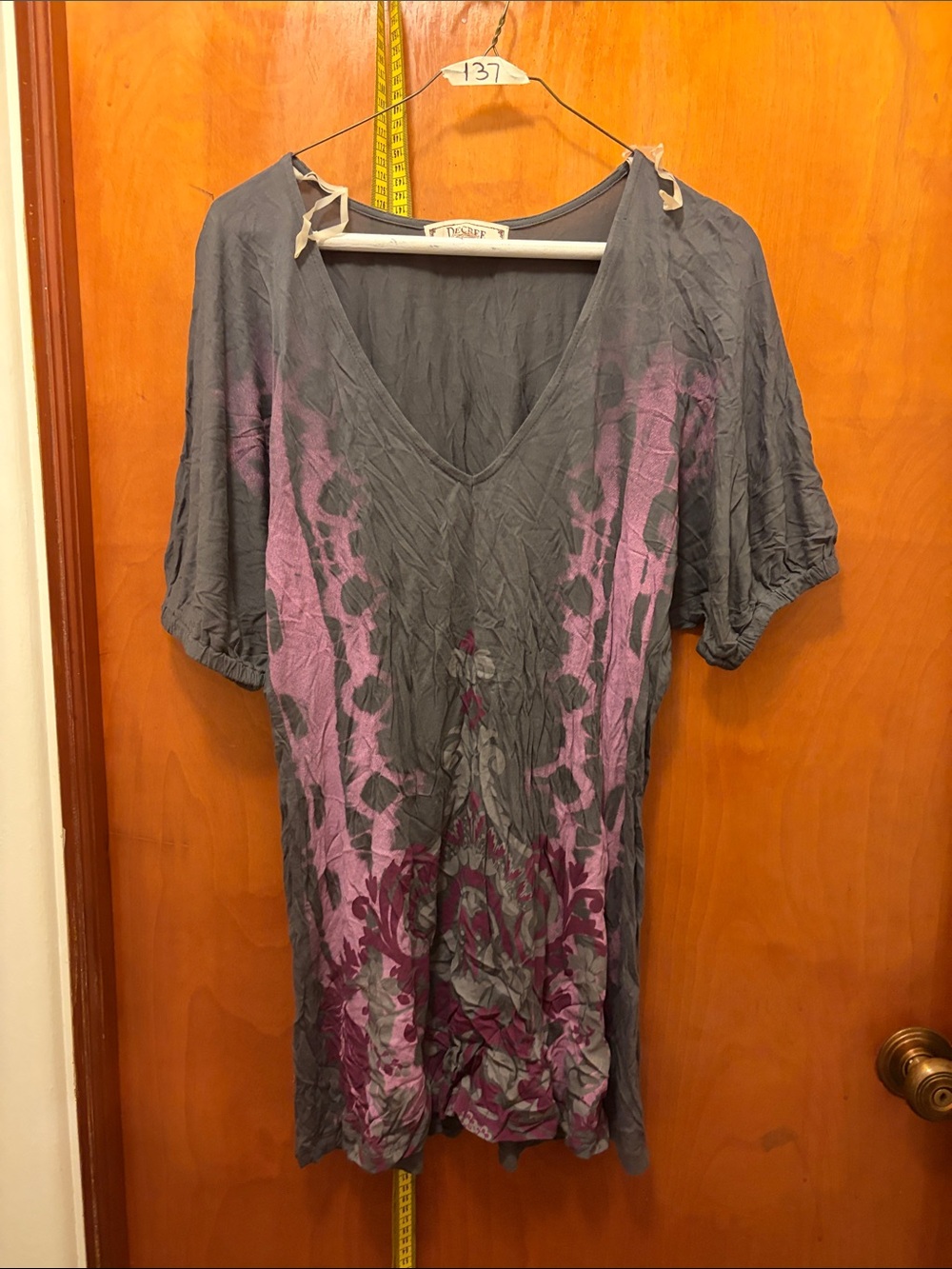 Decree Gray and Purple V-Neck Sleep Tunic